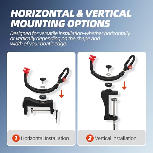 RUNCL 4/2/1 Pack Fishing Rod Holder for Boat – 360° Adjustable Dual-Direction Mount, No-Drill Quick Install, Fits Spinning & Casting Rods – Lightweight Mount for Canoe, Kayak, Raft, Fishing Gear Gift