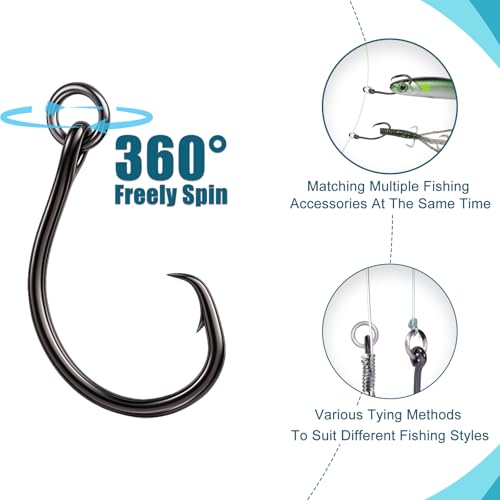 9KM DWLIFE Circle Hooks 4X 25Pcs Strong Corrosion-Resistant High-Carbon Steel Fishing Hooks with Ring for Catfish, Bass Saltwater Circle Hooks - size: 4/0#
