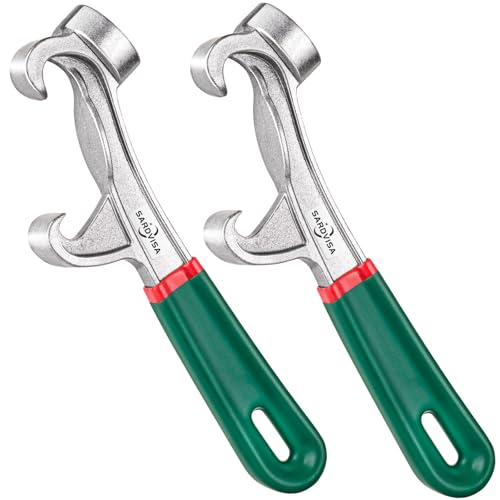 2Pcs Upgraded Bucket Opener Tool 5 Gallon, 8.5 Inch Aluminum Paint Bucket Lid Opener Wrench with Non-slip Rubber Handle Grip, Metal Can Opener Lid Pail Remover Tool for Home Industrial - size: 2 PCS