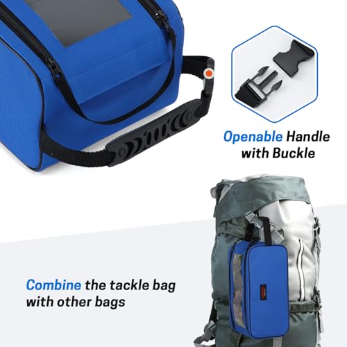 VISEMAN Fishing Tackle Bag, Waterproof Bait Storage Bag, Tackle Organizer | Fishing Bait Bag with Transparent Window for Crappie and Bass Fishing - color: Blue
