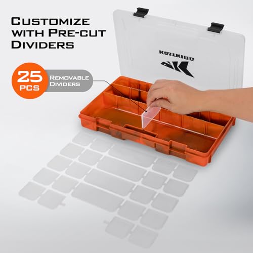 KastKing Tackle Boxes, Plastic Box, Plastic Storage Organizer Box with Removable Dividers - Fishing Tackle Storage - Box Organizer - 2 Packs /4 Packs Tackle Trays - Parts Box - color: Orange Camouflage, size: 3700(4Pack)
