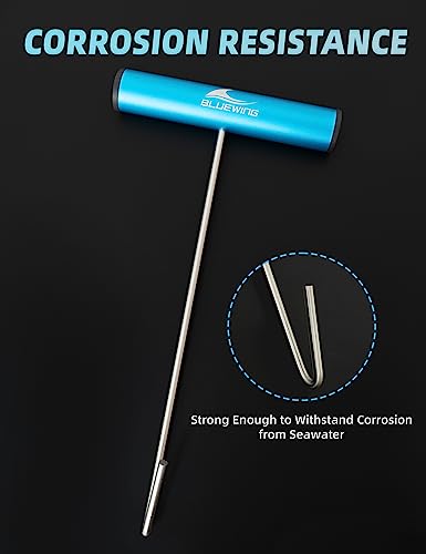 BLUEWING Fishing Hook Remover 12in/24in Stainless Steel Fish Dehooker Saltwater Push and Pull Dehooking Tool, Twist Resistance Design 1pc - color: Blue, size: 24", style: Single Curve Design