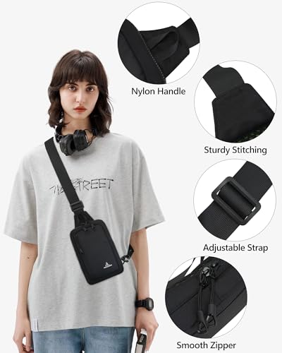 Peicees Small Crossbody Sling Bag Chest Bag Dual Pocket Water Resistant Fanny Pack Running Phone Holder for Men Women Workout Travelling, Dark Blue - color: Dark Blue