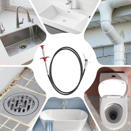 118" Flexible Grabber Claw Tool Reacher, Drain Snake Hair Drain Clog Remover Tool with 4 Claws Bendable Hose for Litter Pick, Home and Kitchen Sink, Drains, Toilet - style: 118 IN
