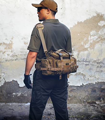 SHANGRI-LA Tactical Range Bag Outdoor Sling Backpack Hiking Fanny Waist Pack - color: Black