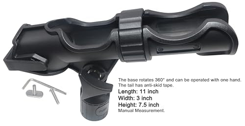 New Upgrade 360 Degrees MiniPort Fishing Rod Holder with Mini Rod Holder,Rod Holder with Track Mounting Base Kit with Installation Accessories and Tools - style: Reinforced - Round Base