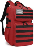 Wotony Military Tactical Backpack for Men Waterproof Daypack 3 Day Assault Pack Molle Bag with Water Bottle Holder - color: Red, size: 30L