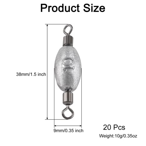 Hitefu Fish Weight Sinkers, Inline Weights Lead Fishing Weights Trolling Sinkers, Egg Sinkers for Bottom Fishing (3/8, 1/2, 3/4oz) - size: 3/8oz (Pack of 2)