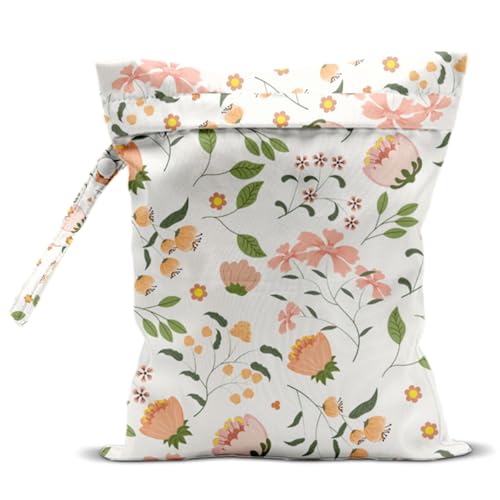Flower Wet Dry Bags for Diaper Waterproof Swimsuit Washable Reusable Bag for Beach Diapers Dirty Yoga Gym Clothes Plant Gifts for Men Women Friend 12.5x10.2 Inches - color: Flower3