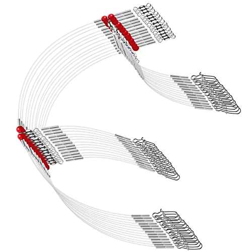 Fishing Leader Fishing Rigs, Luroad 6/12/18 Pcs Nylon-Coated Lines with Swivels Snap Beads, Stainless Steel Hooks Crimps Saltwater Freshwater for Fishing Lovers Angler, 1 Arm/ 2 Arms - color: L.2 Arm-Red-18pcs