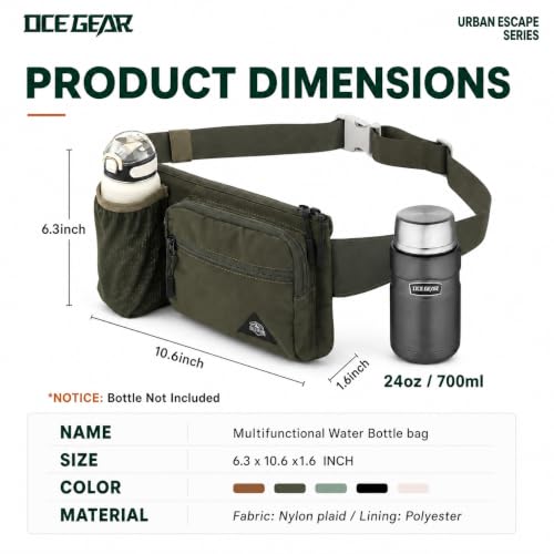 Waist Pack with Water Bottle Holder for Men Women Waist Bag Running Waist Pack Waterproof for Outdoor Travel Cycling Climbing Walking Fit All Phones (Bottle Not Included) (Green) - color: Green
