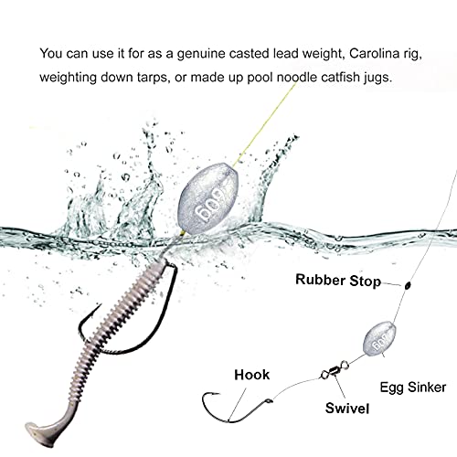 Egg Fishing Sinkers Weights Assortment Lead Oval Shape Bass Casting Worm Bullet Tackle for Saltwater Freshwater Fishing - style: Snap-barrel-swivels