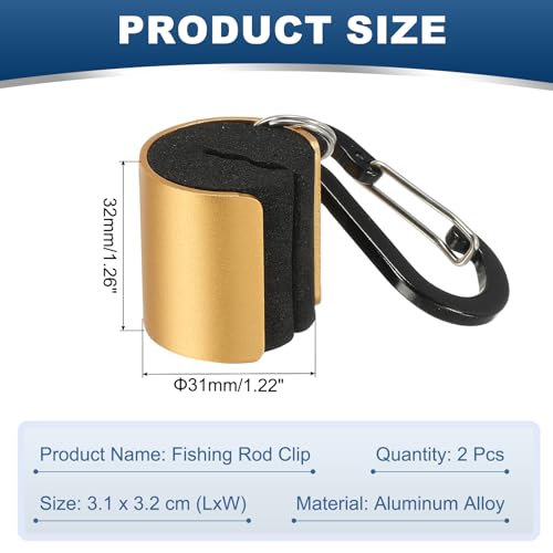 Fishing Rod Clips, Wearable Rod Holders with Keychain Portable Hand-Free - color: Gold