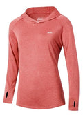 Willit Women's UPF 50+ Sun Protection Hoodie SPF Shirt Long Sleeve Hiking Fishing Outdoor Shirt Lightweight Hoodie - color: Heather Red, size: Small