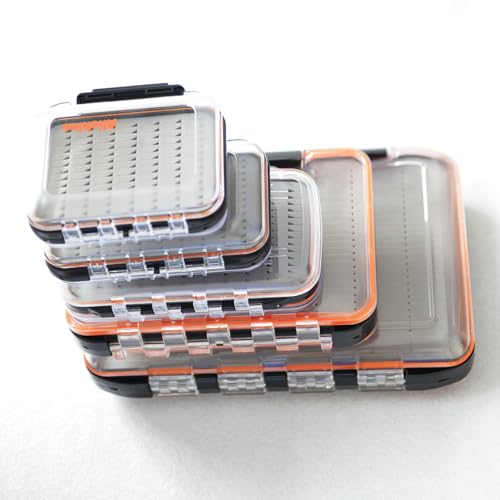 ALICHINO Fly Box for Fly Files Ice Jig Box Two Sided Waterproof Fly Fishing Box for Nymphs and Streamers (Grey Foam Insert, XM 6.2 * 4 * 1.6 Inch) - size: Small-Medium 6.2 * 4 * 1.6 Inch