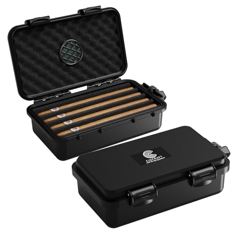 Cigar Humidor, ClGCRAFT Travel Cigar Humidor Box- Portable Cigar Case with Humidifier Disc, Waterproof, Essential Airtight Travel Humidor Kit for Cigar Aficionados (Holds up to 4 Cigars) - size: Holds up to 4 Cigars
