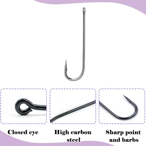 Aberdeen Fishing Hooks Set,150Pcs Crappie Panfish Hook Inline/Long Shank/Light Wire/Closed Eye for Sunfish Bass Freshwater - size: 12#~2#_150pcs