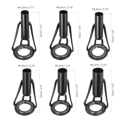 PATIKIL Fishing Rod Tip Repair Kit Stainless Steel Pole Ring Guide Replacement for Saltwater Freshwater Fishing - color: Black, size: 4.2-5.5mm