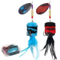 THKFISH Musky Pike Walleye Fishing Lure, Rooster Tail Fishing Lures with Hard Metal Brass Inline Spinner Baits with Tackle Box for Trout Bass Salmon Freshwater Saltwater Lures - color: Black&Blue, size: 1 oz---2pcs
