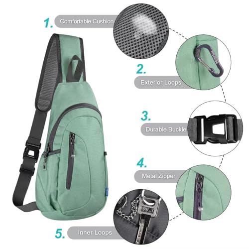 TITECOUGO Small Sling Bag, Lightweight Crossbody Backpack for Men Women, Shoulder Bag for Sports and Outdoor - color: Z1-canvas, Aqua Geen