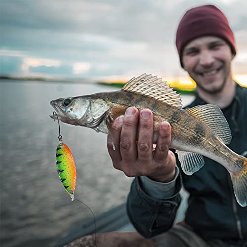 Trout Lures, Lively and Lifelike Artificial Lures with Mixed Fishing Sequin Bait Set 3.5g/3.4cm, Suitable for Freshwater and Saltwater Fishing,Orange E