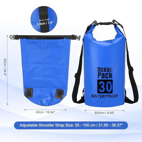 Waterproof Dry Bag, 30L Fit for Women Men Water Proof Bags Lightweight Dry Storage Floating Backpack with Whistle for Travel Backpacking Boating Kayaking Camping (Blue) - color: Blue, size: 30L