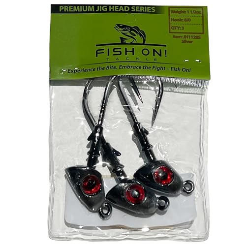 Jig Heads for Fishing with Super Sharp Black Nickel Hooks - Double Locking Bait Stays & Multi-Color 3D Eyes - Perfect for Freshwater & Saltwater Fishing - color: Silver, size: 1 1/2 oz - 3 Pack