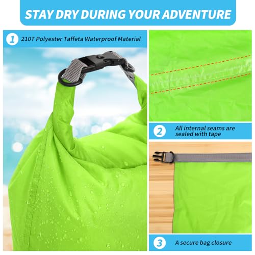 Dry Bag Set, Waterproof Small Lightweight Dry Bags for Paddle Board Kayaking, Fishing, Camping(Green, 40L 2Pack) - color: Green, size: 40L 2Pack