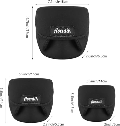 Aventik Spinning Reel Cover Neoprene Fishing Reel Protective Case Storage Pouch Sleeve Gloves Fishing Bags Fits 1000-6000 Series (S+M+L) - size: 3PC-(S+M+L)