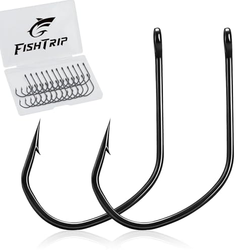 FishTrip Weedless Drop Shot Hooks, 50/100pcs Wide Gap Wacky Worm Rig Hooks Bass Fishing Hooks for Freshwater Saltwater 6 4 2 1 1/0 2/0 3/0 - size: #2_50pcs