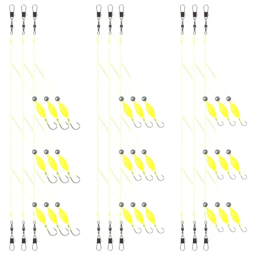 Double Hook Rig Surf Fishing: 9PCS Pompano Float Rigs with 3 Circle Hook Saltwater Gear Tackle for Surf Fishing - color: Green 2