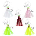 Eupheng Fluke Flounder Hi-Lo Rig, 3/0 5/0 5PCS Saltwater Fishing Bait Rigs with Mylar Teaser for Surf Ocean Fishing Sea Bass Halibut Rockfish Cod - size: Wide Gap Hook-#5/0-5PCS