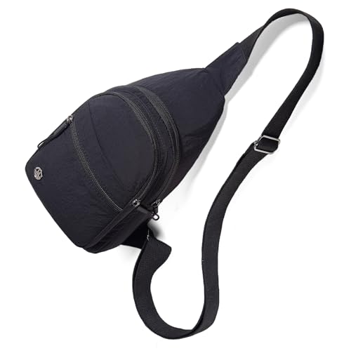 EVANCARY Small Sling Bag Crossbody Bags for Women Men, Sling Backpack Chest Daypack Cross Body Bag for Travel Outdoor - color: X Black