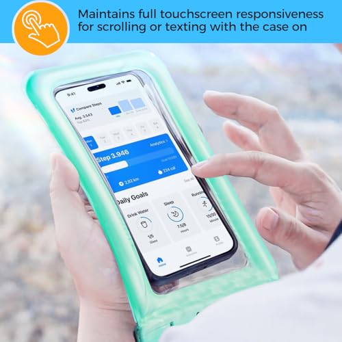 ProCase 2 Pack Floating Waterproof Phone Pouch IPX8, Universal Dry Bag Fits iPhone 17/16/15/14/13 Series, Galaxy S24/S23/S22, Pixel 8/7 (Up to 7”),Touchscreen,Underwater & Snow Protection-Bluegreen - color: Blue/Green