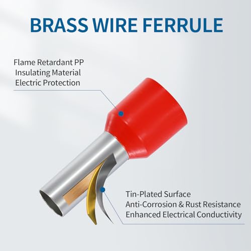 5 Sizes Wire Ferrule Kit Insulated Ferrule Connectors Crimp Wire Terminal Pin Cord End AWG(10 8 6 4 2) Gauge - style: 10-2AWG 60P