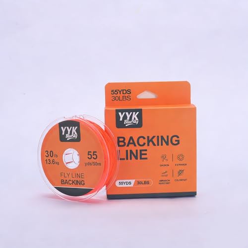 YYKBlueSky 8 Strand Dacron Fly Line Backing, 55 Yards, 20/30 LBS Optional, Abrasion Resistant & Colorfast, 5 Colors Available for Fly Fishing - color: Orange & Black, size: 30LBS