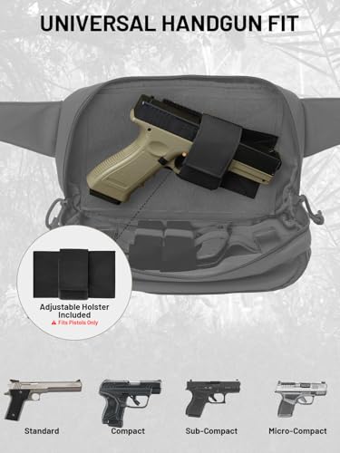 Tactical Sling Bag, Fanny Pack,2in1,CCW & EDC Shoulder Bag with MOLLE & Pistol Holster - 1000D Adjustable Strap for Outdoor Carry Men & Women - color: Black