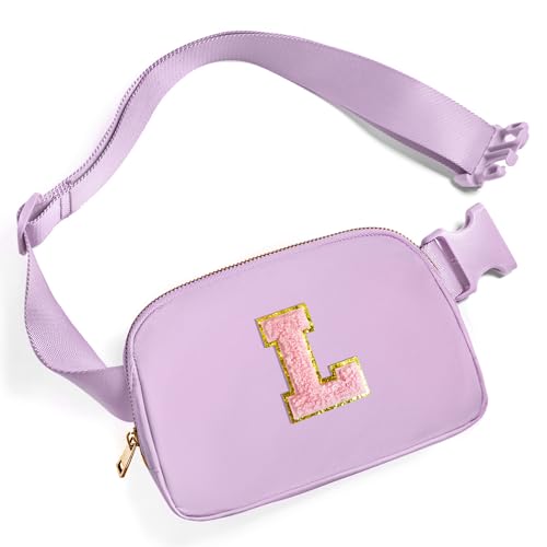 Gitus Initial Belt Bag Fanny Pack Crossbody Bag for Girls Birthday Gifts Age 8-10 Teen Girl Gifts Trend Stuff Personalized Letter Gifts for Daughter Sister (Lavender-L) - color: Lavender, style: L