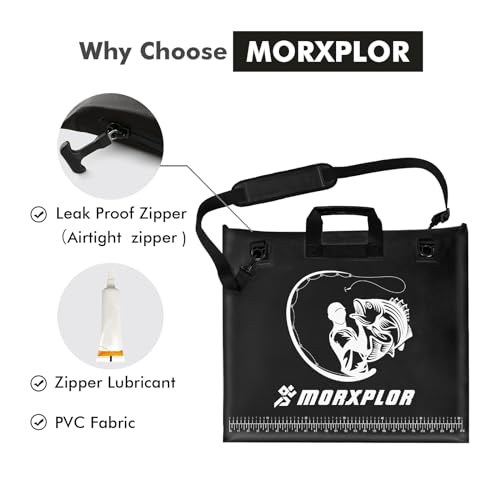 MORXPLOR Fish Bag Heavy Duty Tournament Fishing Weigh in Bag 26x23 19x34 inches - color: 23inch black with mesh bag