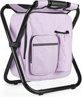 Kikerike Backpack Stool Cooler Chair Heavy Duty 300 LBS Max Load Portable Lightweight Stool Backpack Folding Fishing Cooler Seat for Camping Hunting Fishing - Pale Amethyst - color: Pale Amethyst