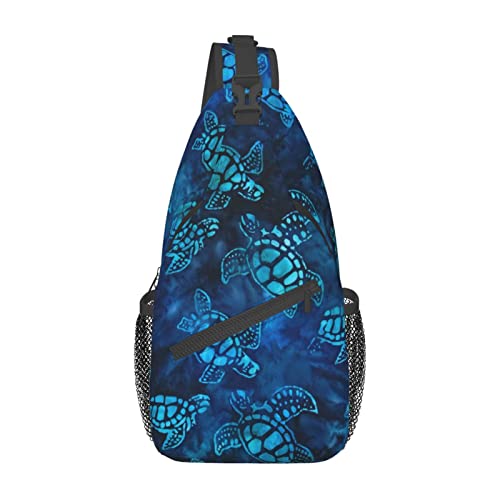 Sea Turtle Sling Bag Crossbody Backpack for Men Women Watercolor Blue Sea Turtle Nautical Coastal Sea Animal Underwater World Print Chest Bag Casual Shoulder Backpack Travel Hiking Daypack - color: Sea Turtle Blue