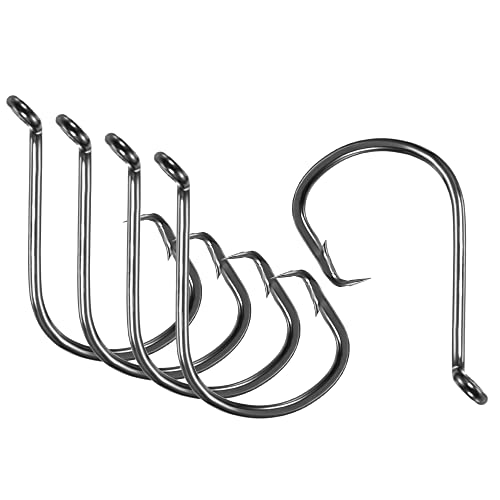 PATIKIL Fishing Circle Hooks Carbon Steel Offset Hook with Barbs for Freshwater Saltwater - size: 45mm/1.77"