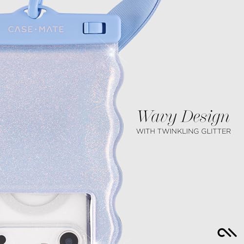Case-Mate Wavy IP68 Waterproof Large Phone Pouch - Mist Twinkle | Hidden Pocket for Card/Cash - Floating Phone Case w/Crossbody Lanyard - Fits All Phones - Beach Cruise Ship Travel Essentials - color: Wavy Mist Twinkle