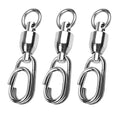 Atibin High Strength Fishing Swivel Steel Stainless Connector Swivel Snaps Saltwater Ball Bearing Split Rings Freshwater White Nickel 30lbs-156lbs - size: Size 4+4 (96lb) 50 pcs