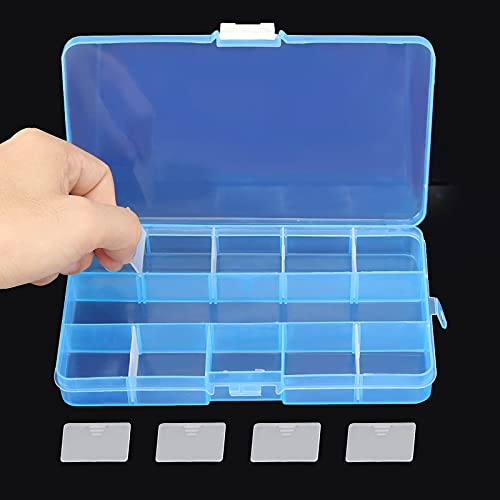 ZOENHOU 32 Pack 15 Grids Plastic Bead Organizer Box, 4 Colors Plastic Storage Containers Small Tackle Box with Adjustable Removable Dividers for Jewelry Bead Earring Fishing Hook Small Accessories