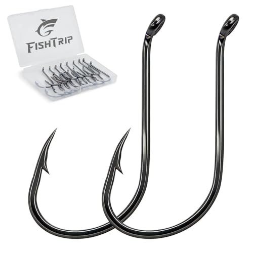 FishTrip 50/100/120/210 Pack Octopus Fishing Hooks - Offset Beak Circle Hooks for Fish Hooks Saltwater & Freshwater, Live Bait Fish Hook for Rigs Catfish, Bass Tuna, Walleye, Trout - color: Black, size: 9#_100pcs
