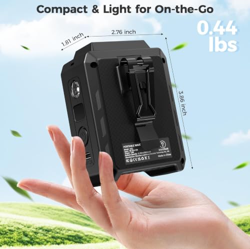 Portable Mini Waist Fan - Rechargeable Clip on Belt Wearable Body Fan, Max 20H Cooling, 5 Speeds 16000RPM Turbo Hands-Free Under-Shirt Neck Fan for Outdoor Jobsite Camping Traveling