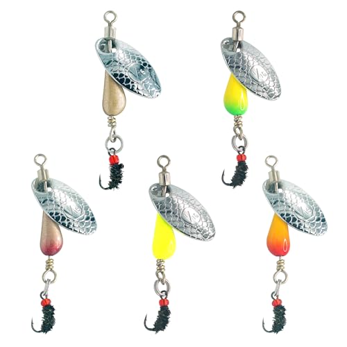 Trout Spinners - Fly Trout Fishing Lures for Bass Salmon Pike, Smallmouth Bass Lures with Brass Spinner for Lake River Fishing - color: Style F-0.1oz/10PCS