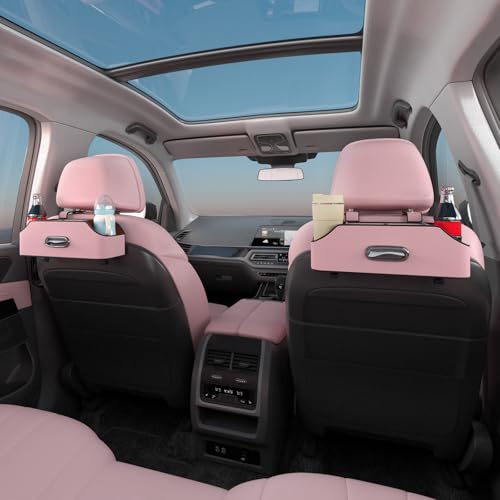 Car Rear Backseat Extra Multifunctional Drink Cup Holder Organizers with Tissue Storage Box Organizer & Hooks for Car Seat Back. Pink - color: Pink