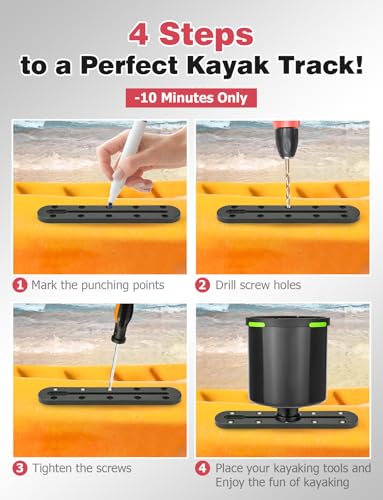 Mellbree Kayak Track, 9Inch Kayak Rail Mount Kayak Low Profile Track for Fishing Rod Holder, Fish Finder, Cup Holder, Anchor Cleats - size: 9 inch - 2pcs